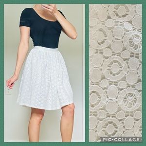 Chaps Eyelet A-line White Cream Skirt